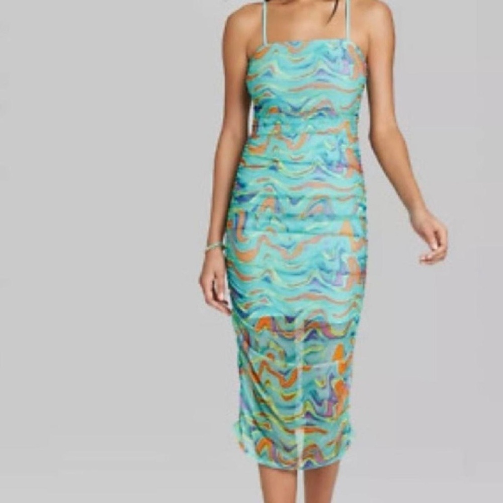 Wild Fable Multicolor Swirl Midi Dress Medium